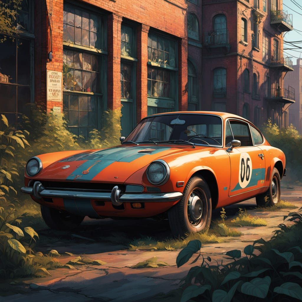 Retro Sports Car in Urban Decay