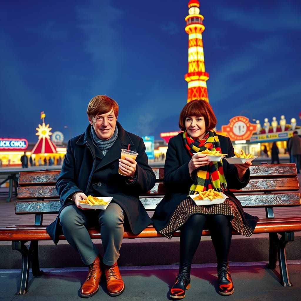 Ringo Starr and Cilla Black Enjoy Fish and Chips on Blackpoo...