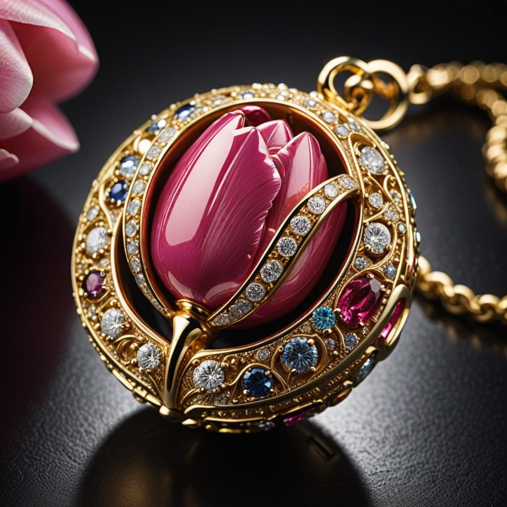 Elegant Jewel-Toned Tulip Brooch