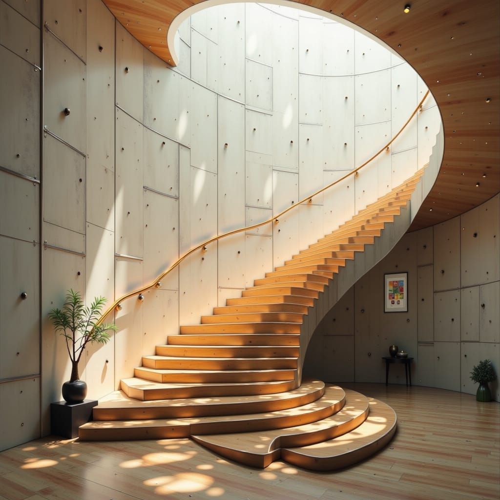 Ladder Climbs Stairs in Syd Mead Style