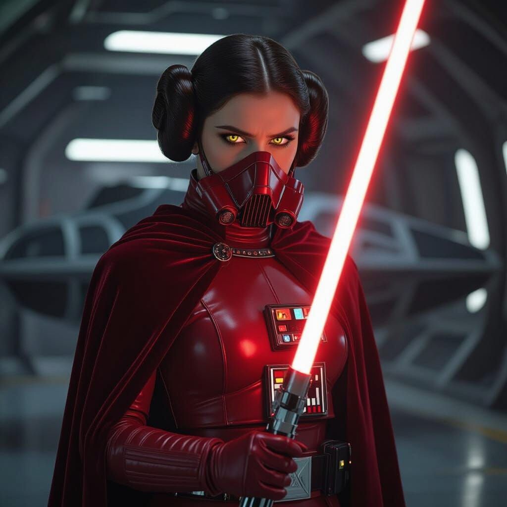Sith Lord Princess Leia in Hyperrealistic Style