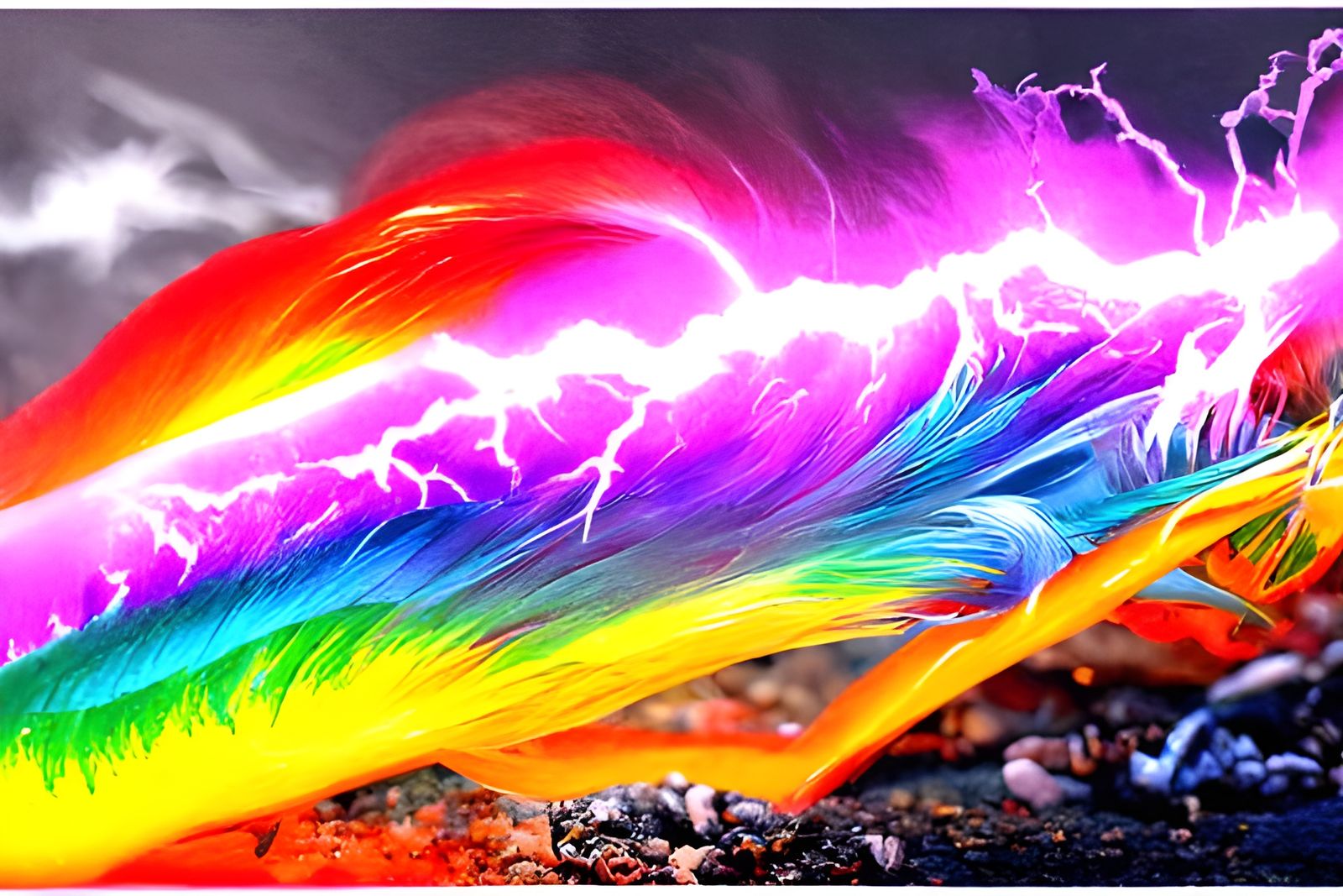 Rainbow Lightning Hybrid in Hyperreal Digital Art