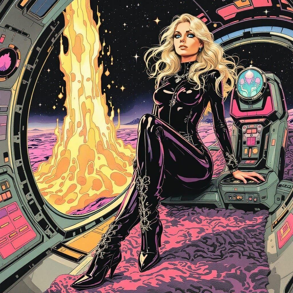 Barbarella Space Queen in Retro Sci-Fi Style
