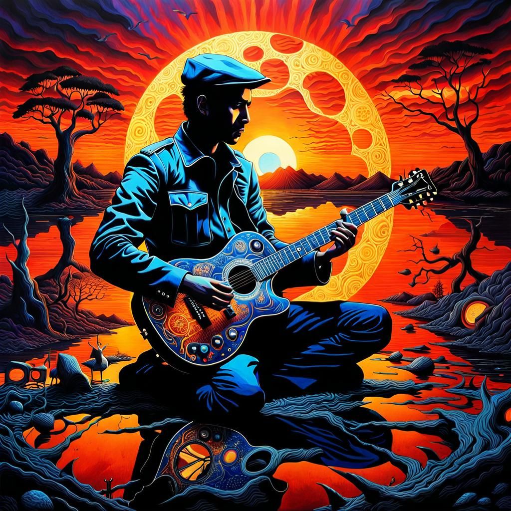 Surreal Drawing of Wounded World with Folklore Creatures