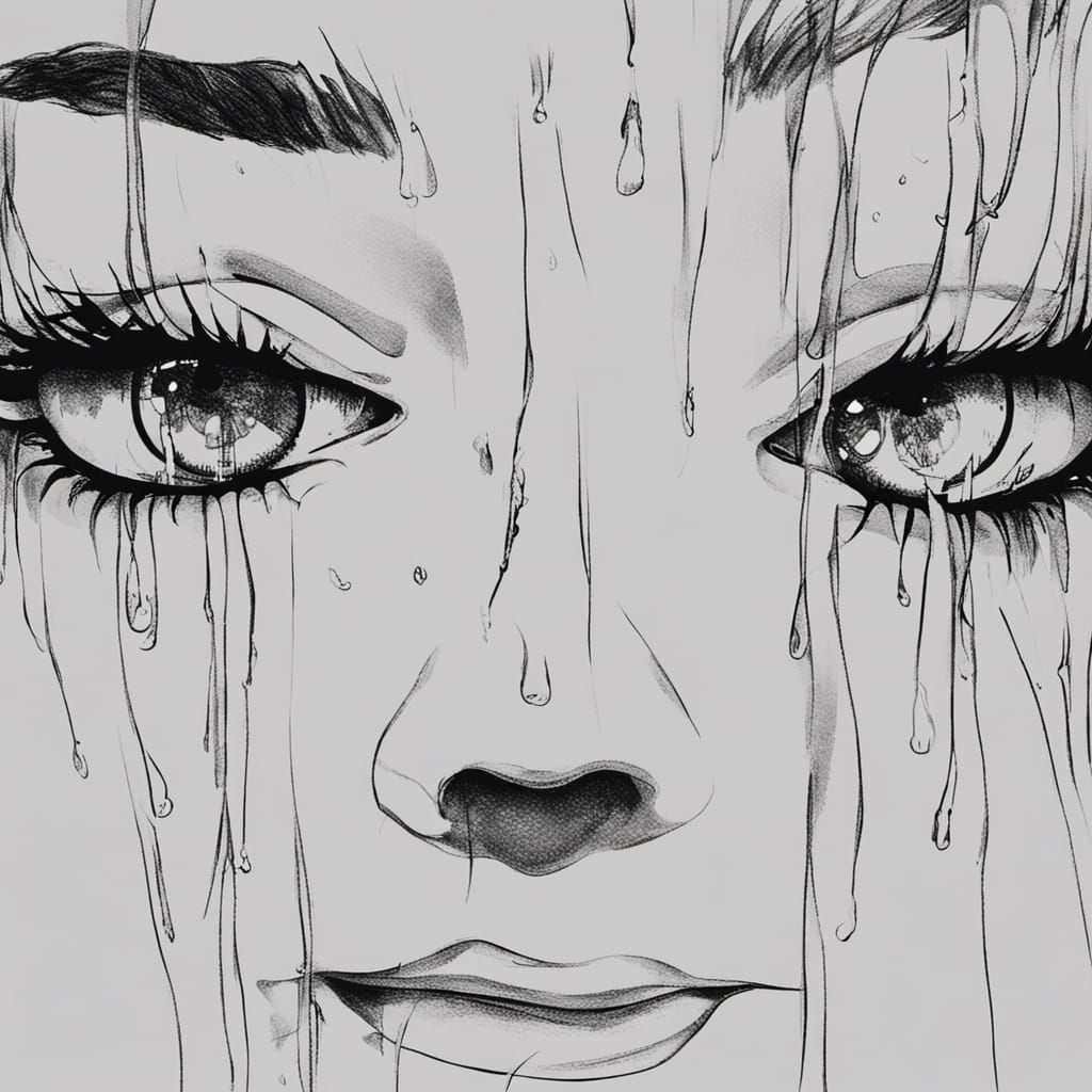 Emotional Close-Up: Woman's Tear-Filled Eyes