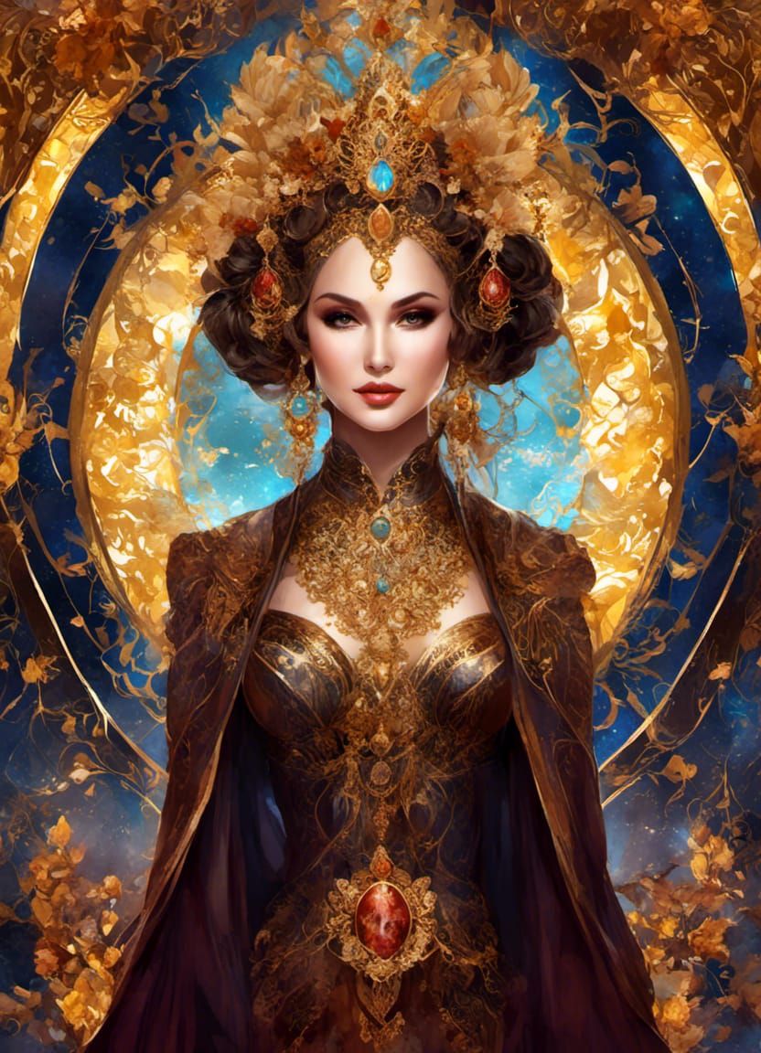 Queen Amidala Tarot Card in Fantasy Style