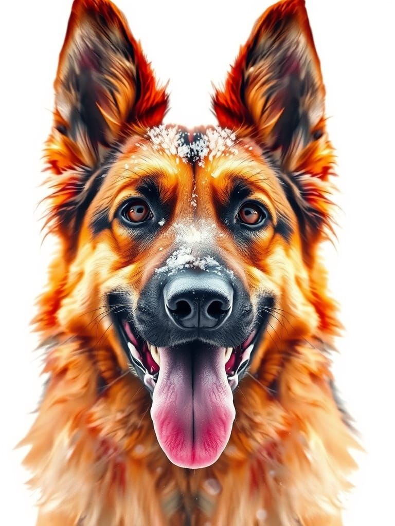 Joyful German Shepherd in Watercolor Wonderland