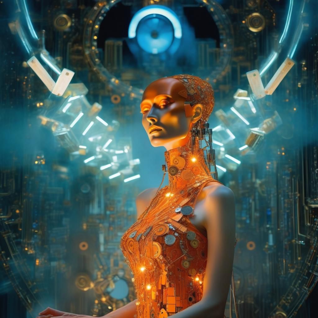 Mechanical Woman in Gustav Klimt Style