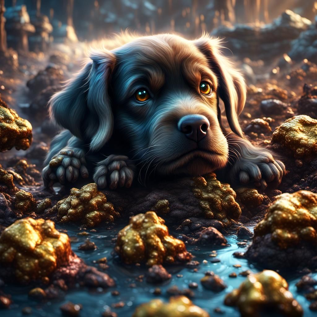 Detailed Dog Poop Close-Up: Fantastical Art