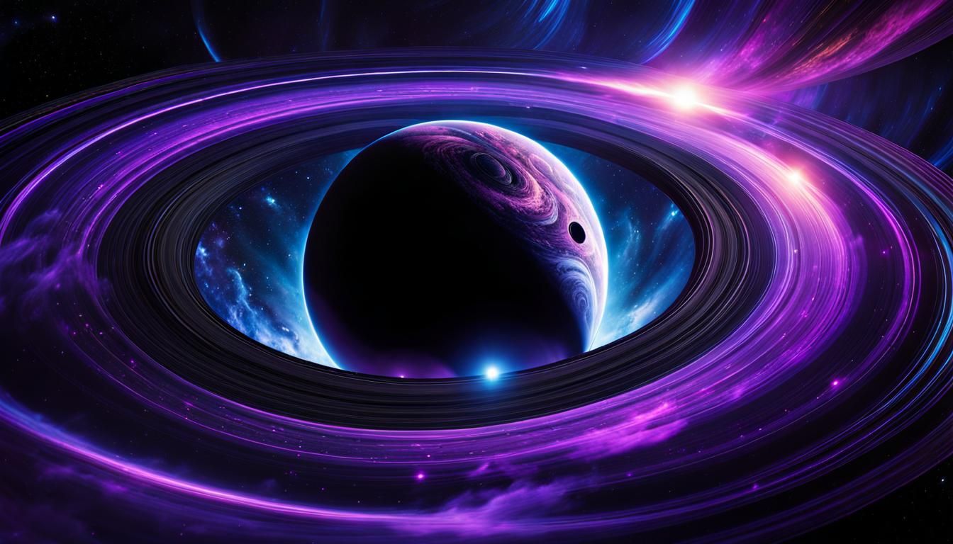 Space Station Orbiting Black Hole: Surreal Astro Art