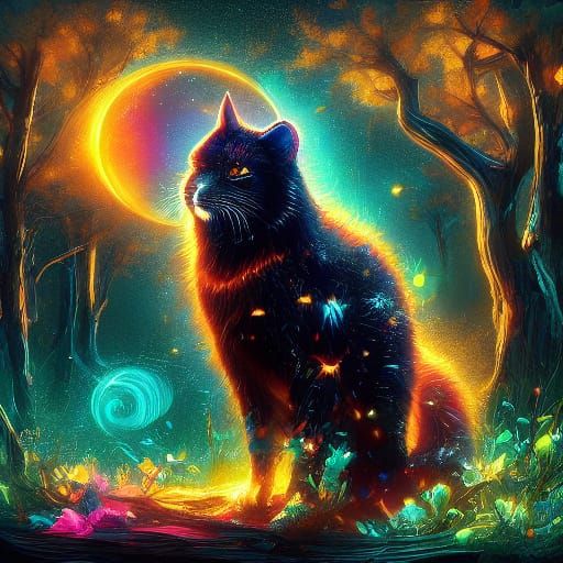 Celestial Goddess Emerges from Mystical Forest