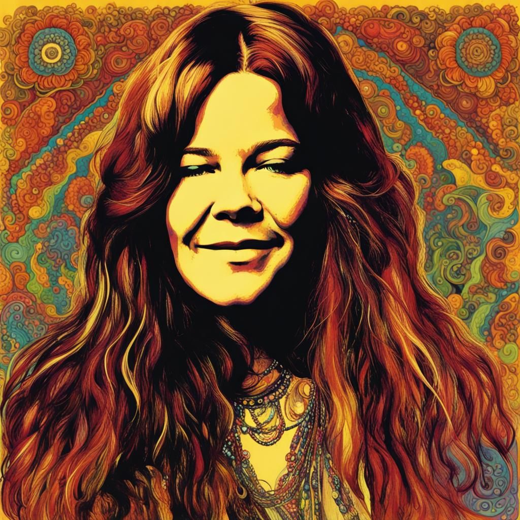 Psychedelic Portrait in Janis Joplin Style