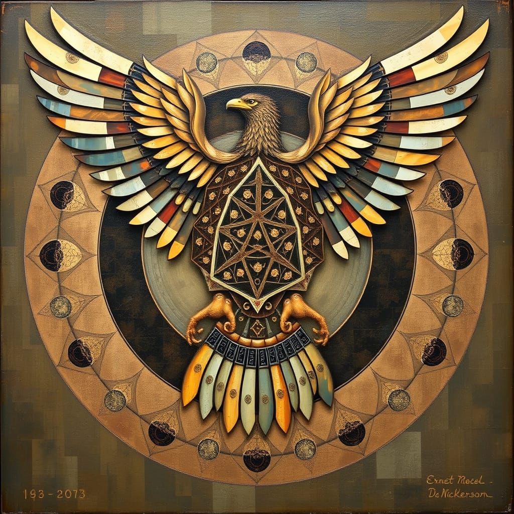 Eagle Made of Piano Parts in Haeckel Style