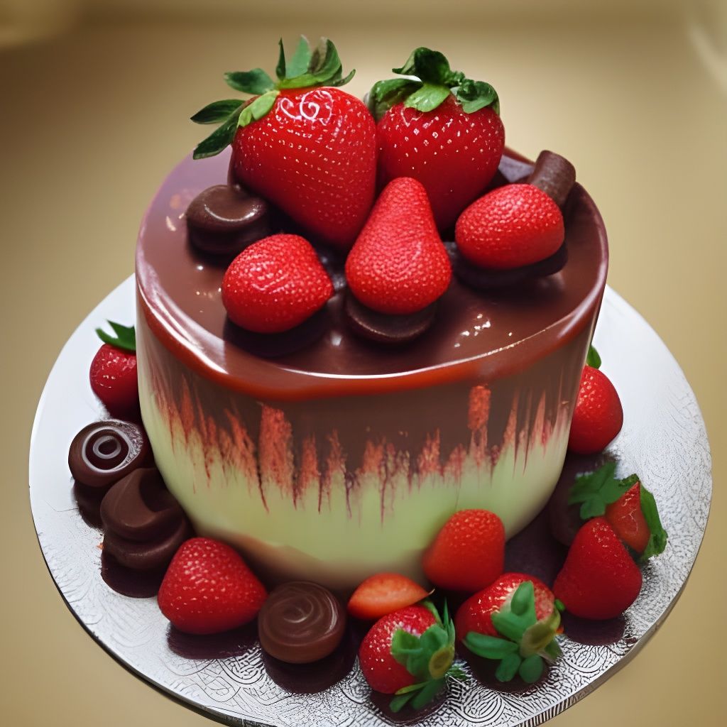 Symmetrical Chocolate Strawberry Cake with Mirror Glaze