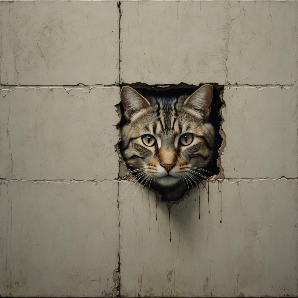 Cat in Hyperrealistic Street Art Style