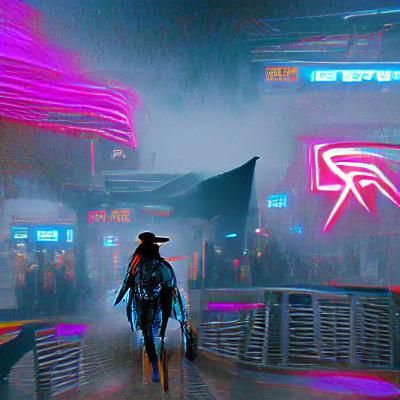 Cyberpunk Lone Rider in Neon Cityscape