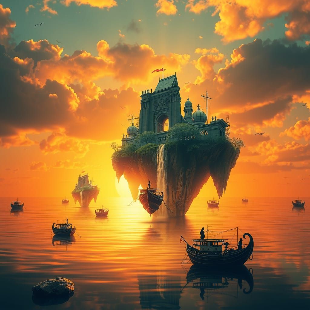 Island of Ethereal Beings in Vibrant HDR