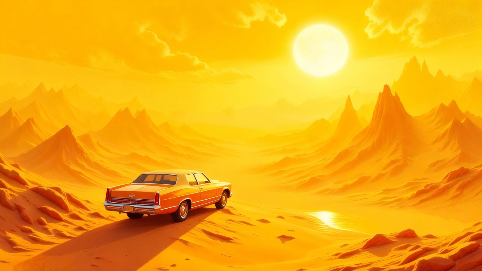 Retro Futuristic Utopian Cityscape in Orange Hues