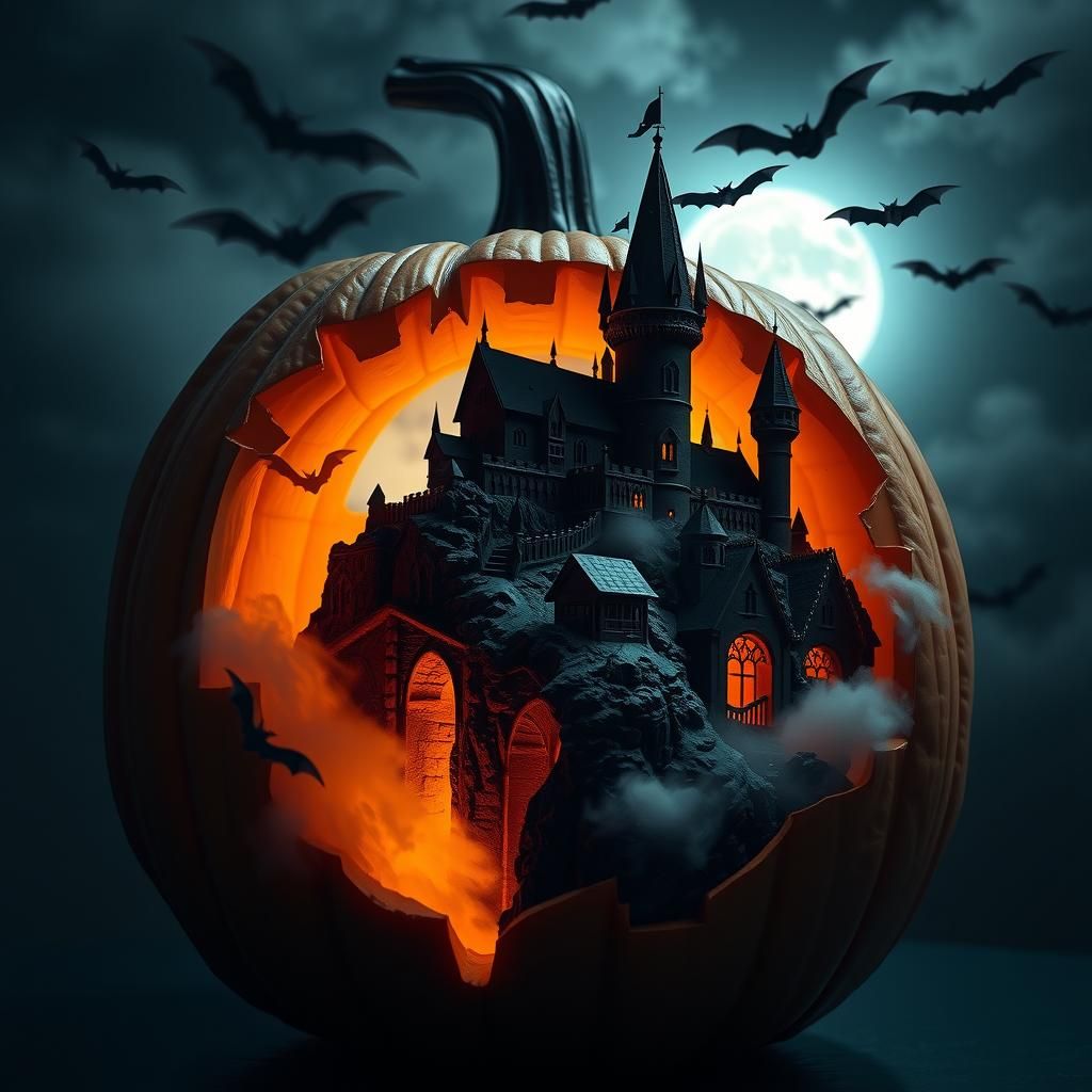 Gothic Dracula's Castle Pumpkin Carving