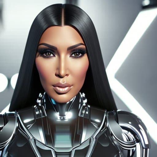 Hyperrealistic Female Cyborg in Sci-Fi Lab