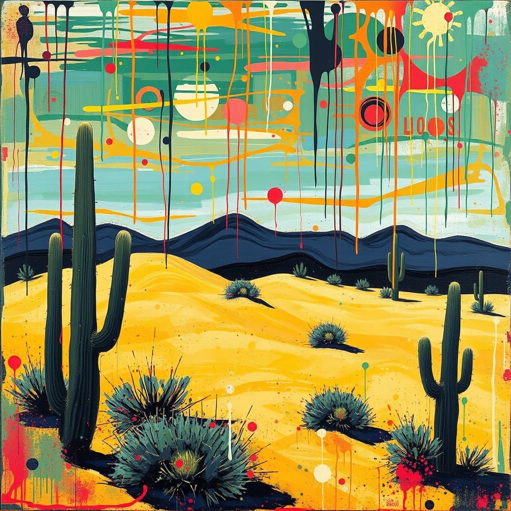Abstract Arizona Desert Landscape as Pollock Painting