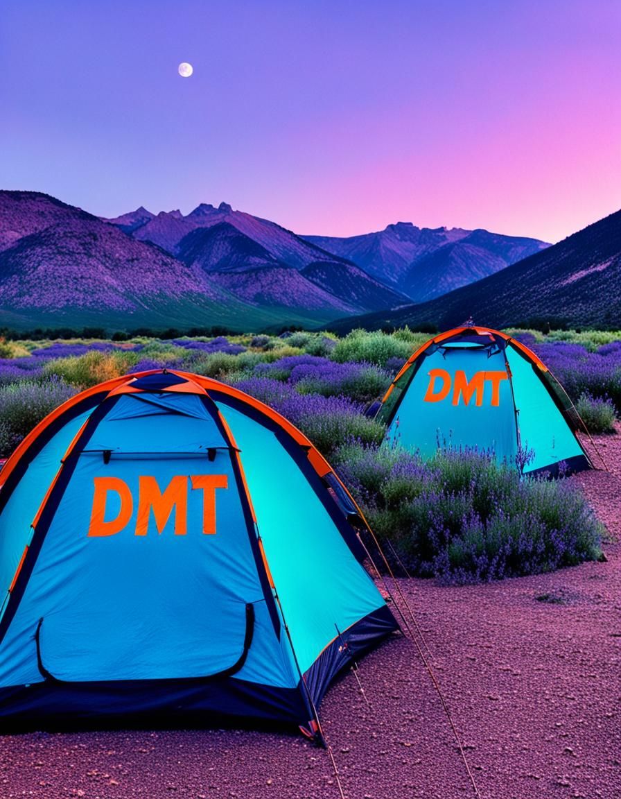 Twins at Desert Encampment with DMT Sign