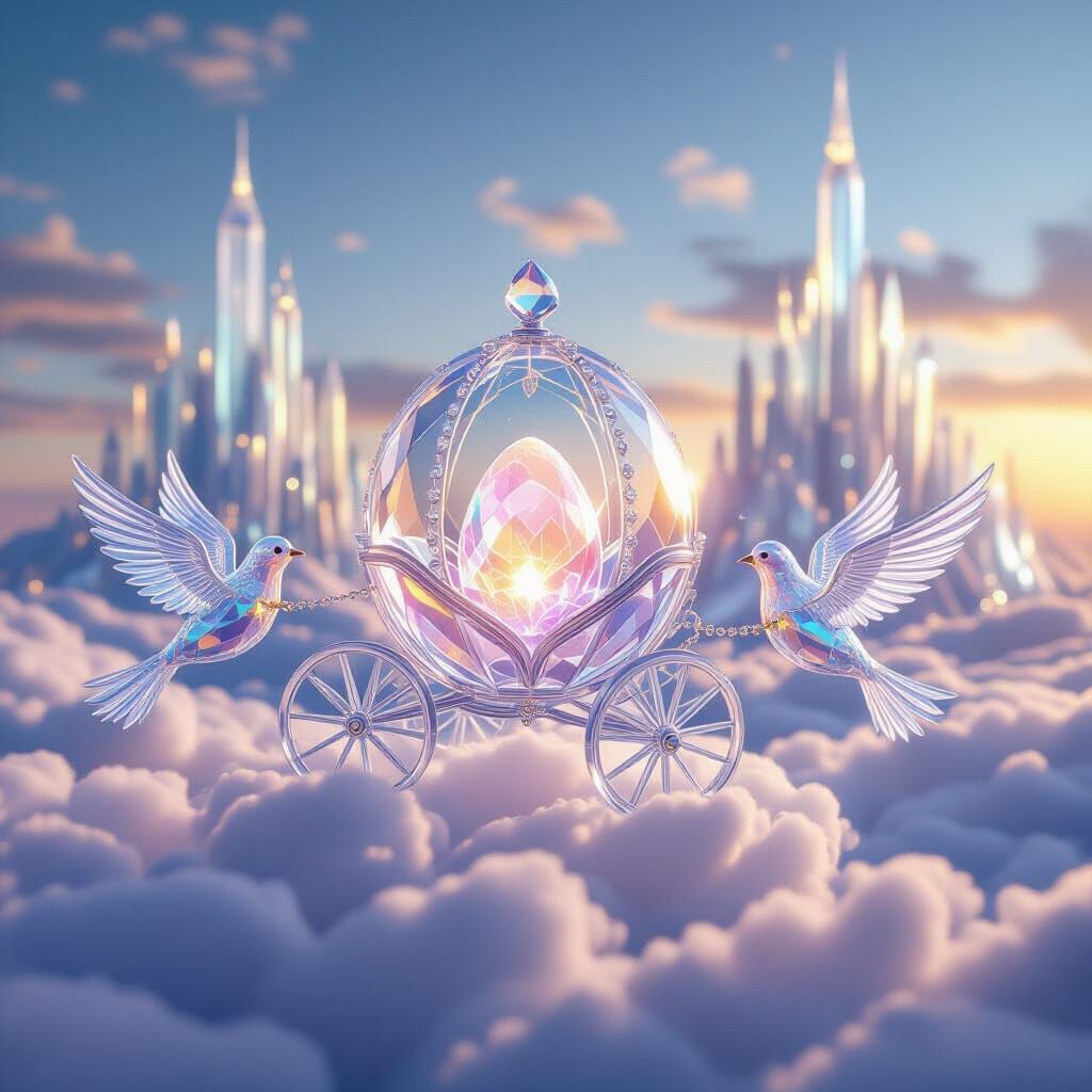 Crystal Carriage Carries Luminous Egg to Crystalline City