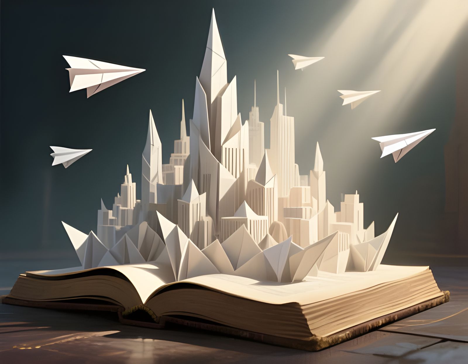 Origami Paper City Rises From Open Book