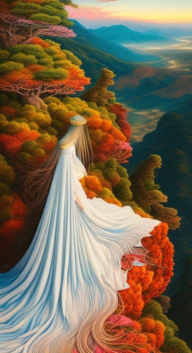 Mountain Summit Sunset: Elegant Fashion Magazine Art