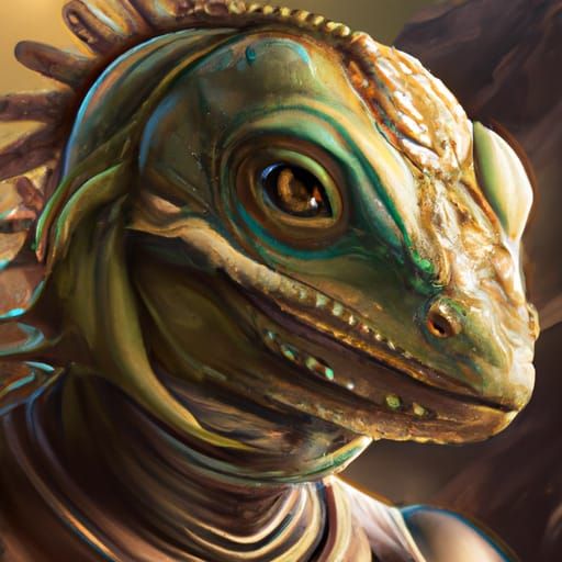 Lizard Warrior Portrait in Fantasy Art Style