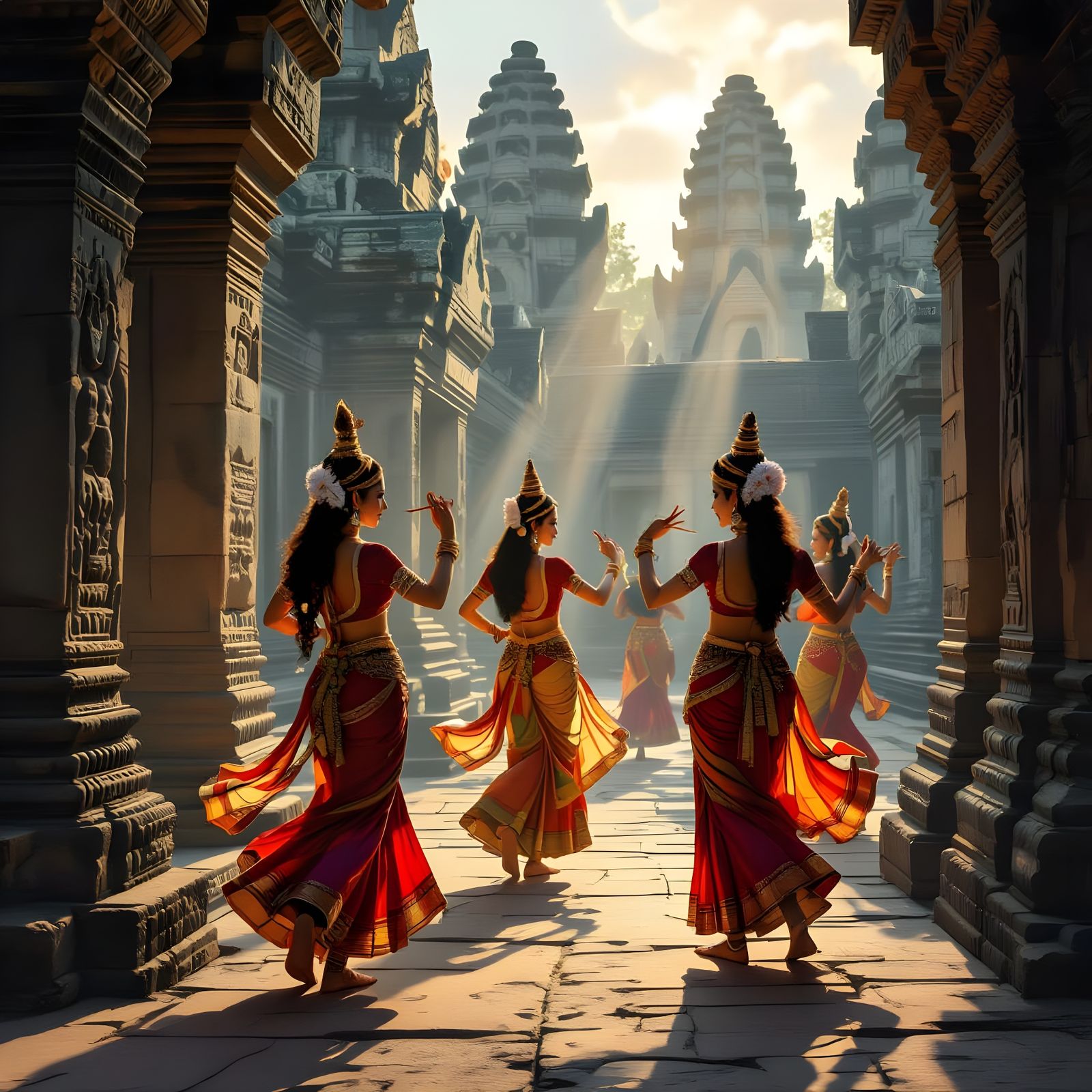 Apsara Dancers in Angkor Wat Style
