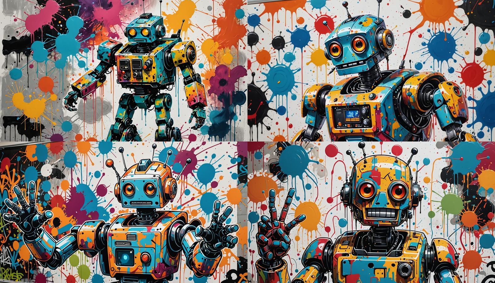 Clumsy Robot Explains AI: Graffiti Art Style