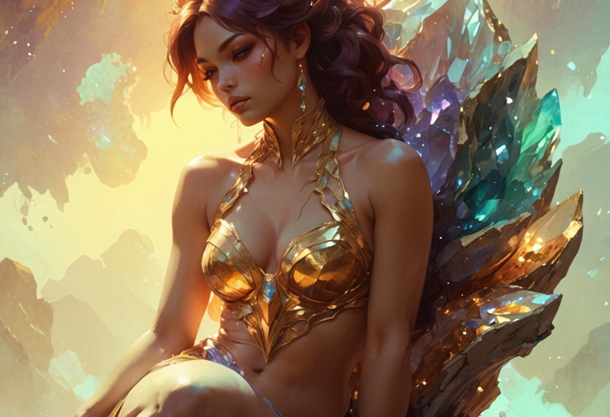 9 Amethyst tail Fox goddess sitting on a giant geode