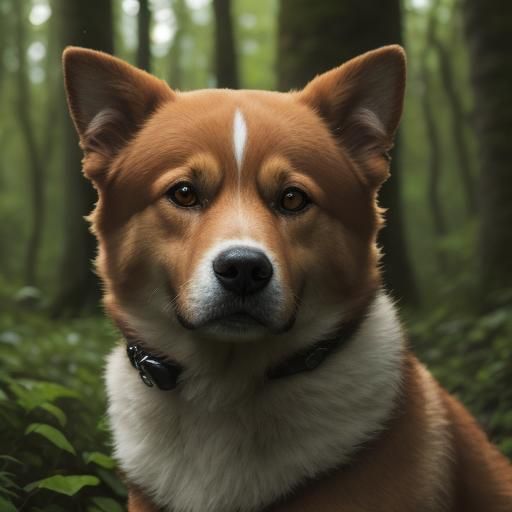 Brittany Spaniel Portrait in Forest, Soft Light