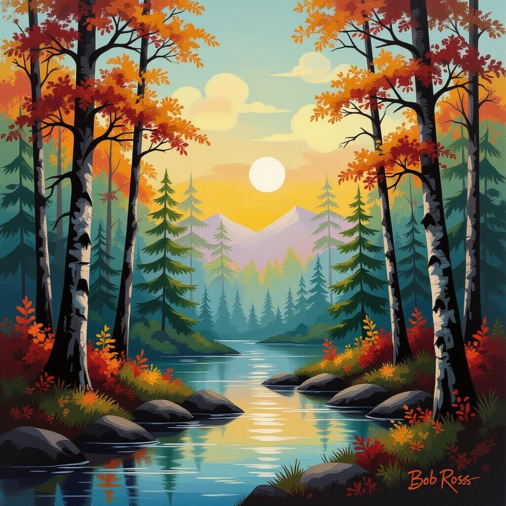 New England Forest in Bob Ross Style