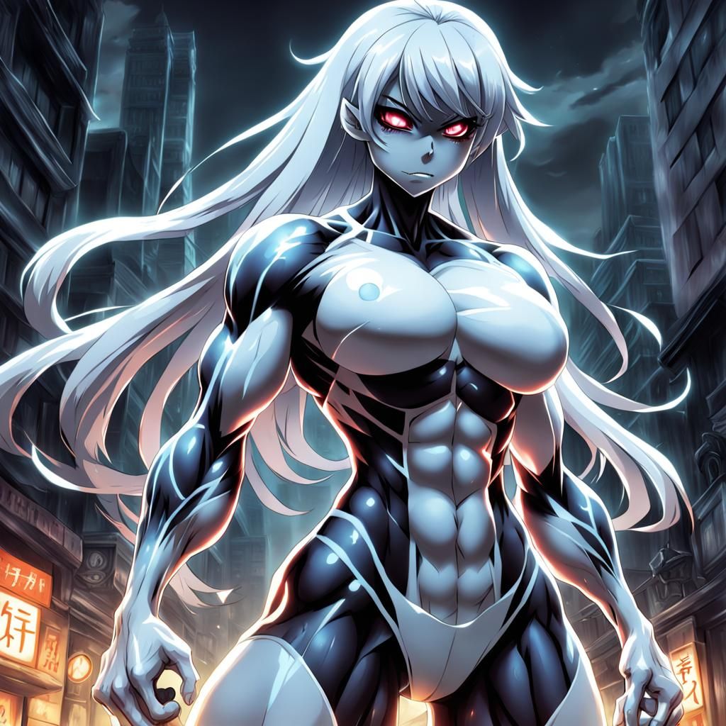 Muscular Ghost Girl in Anime Style