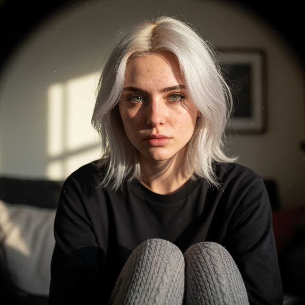 Realistic Portrait of a Spanish Woman with Silver Hair