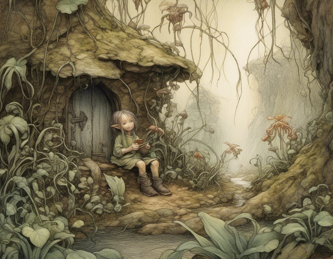 Fantasy Village Portrait in Brian Froud Style