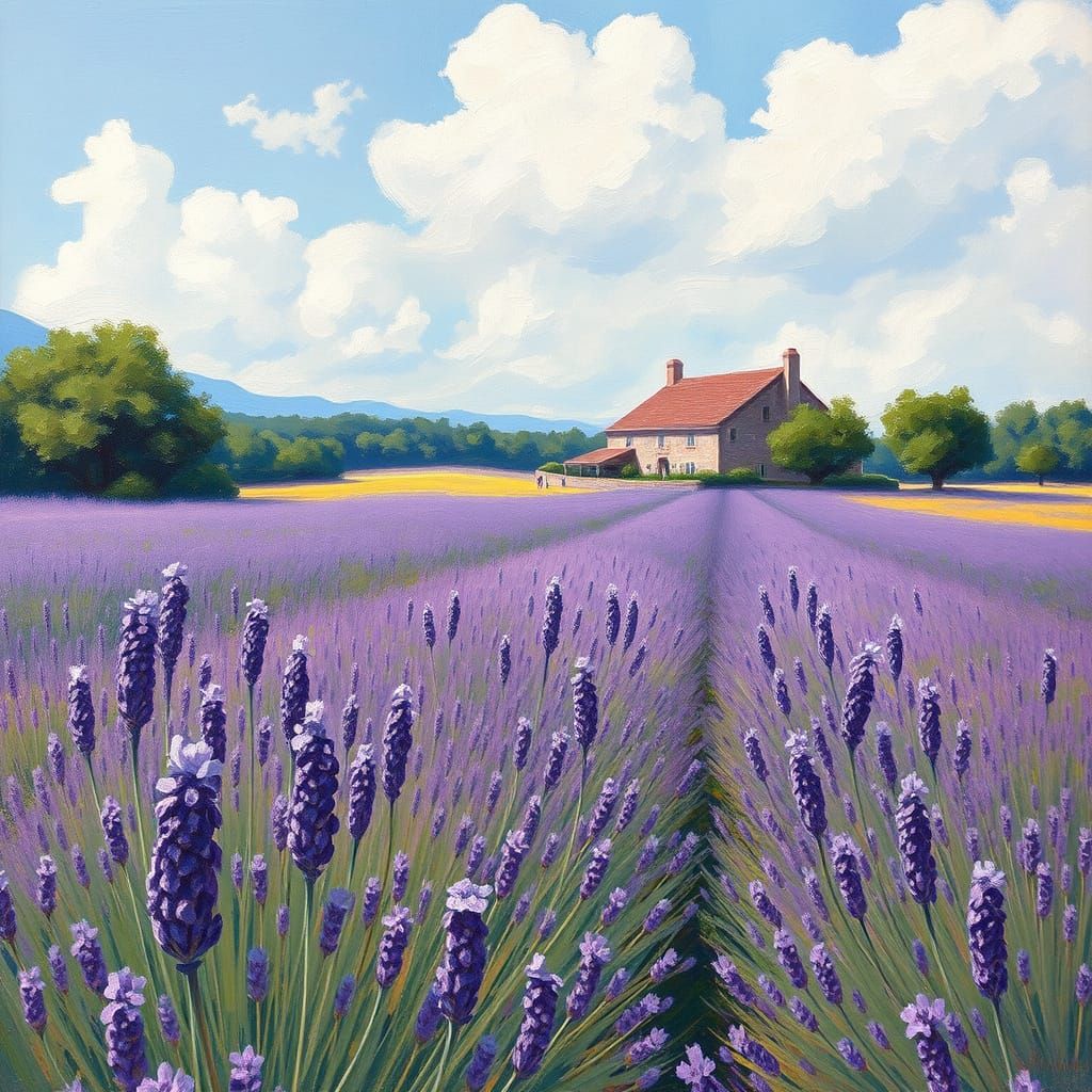 Lavender Fields in Monet's Dreamy Style