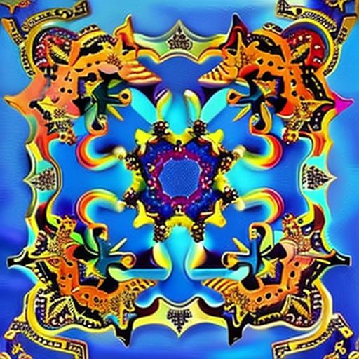 Ornate Arabic 3D Pattern in Surreal Steampunk Style