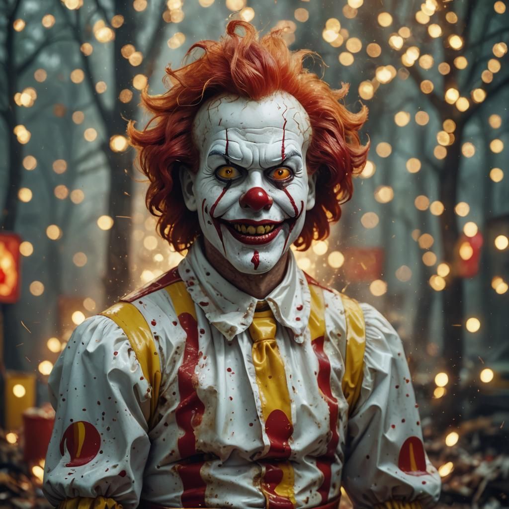 Frightening Ronald McDonald with Sharp Teeth