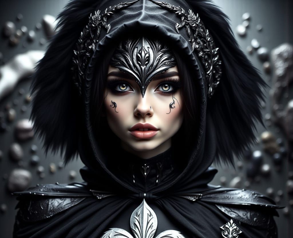 Gothic Superheroine with Snake Eyes in Dystopian Poster