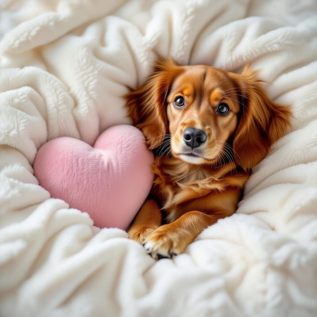 Ruby Heart with Cocker Spaniel in Hyperrealistic Style