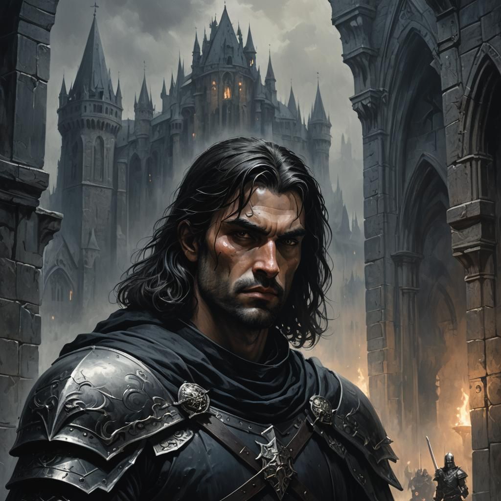 Knight of the Black Cloak Portrait in Dark Fantasy