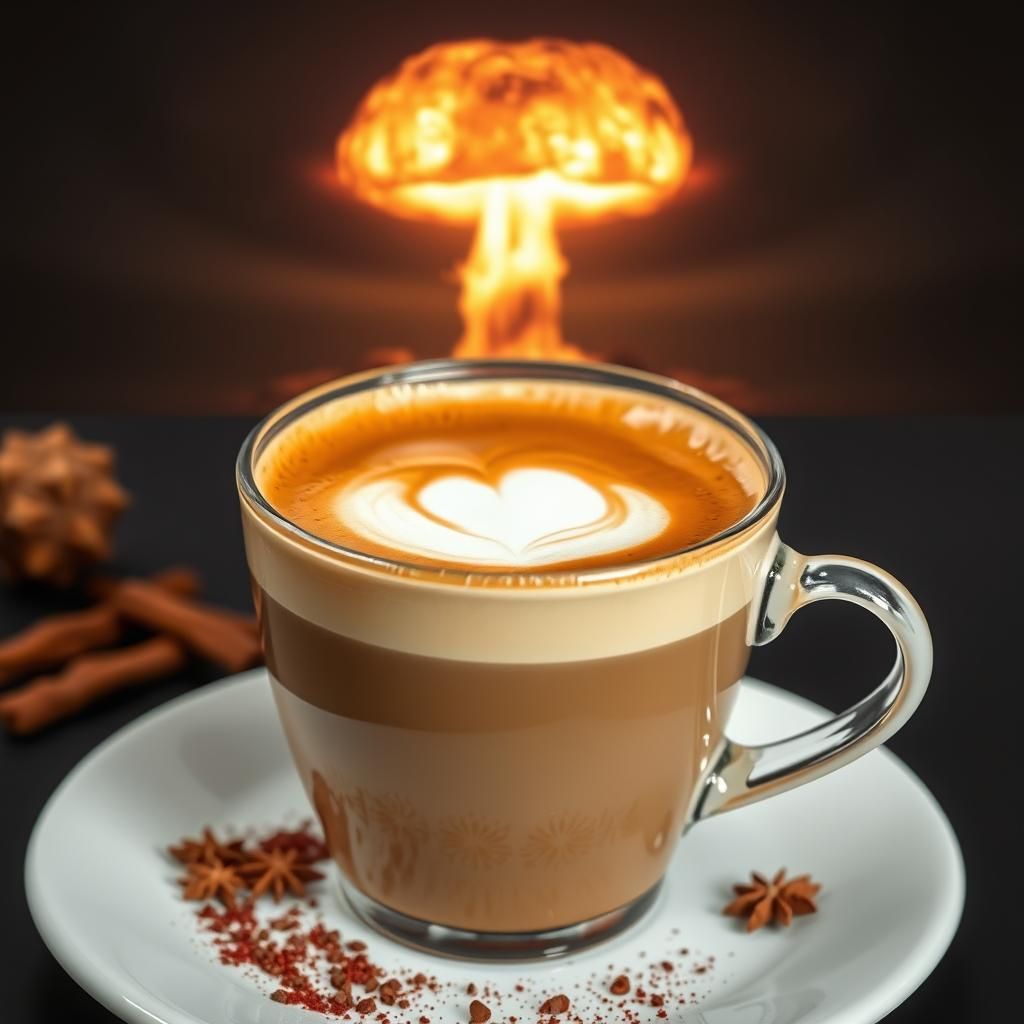 Latte Coffee Nuclear Explosion: Photography Concept