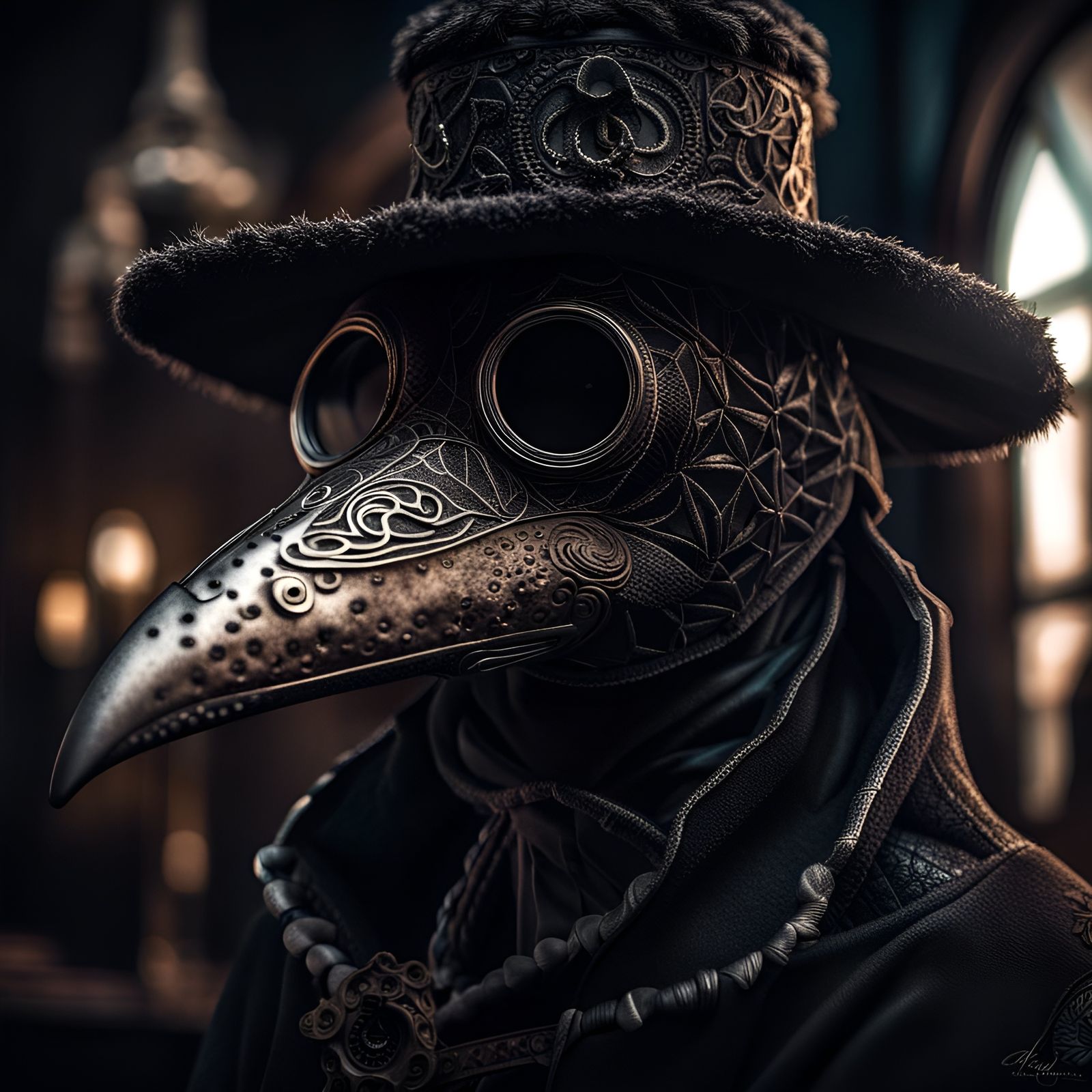 Hyperrealistic Furry Plague Doctor in HDR