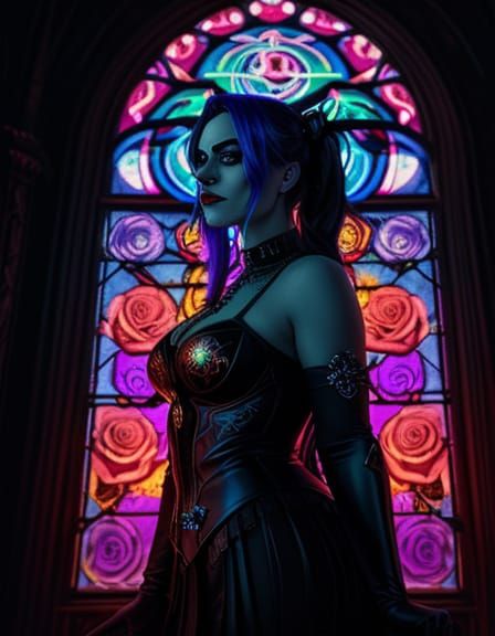 Harley Quinn in Elegant Art Nouveau Chapel