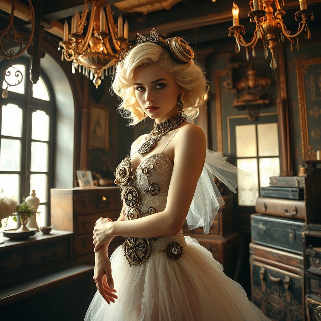Steampunk Ballerina in Parisian Attic Elegance