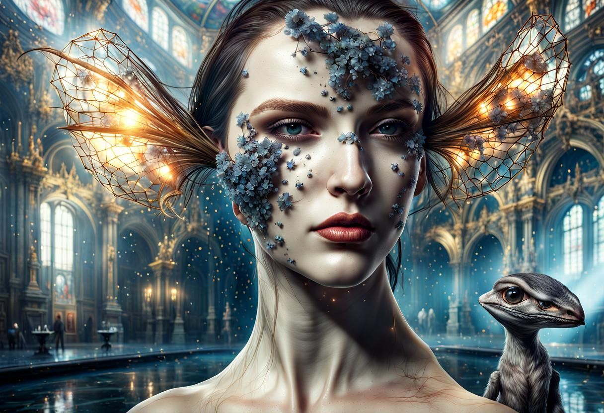 Photorealistic Alien People and Pets in Dreamy Scene