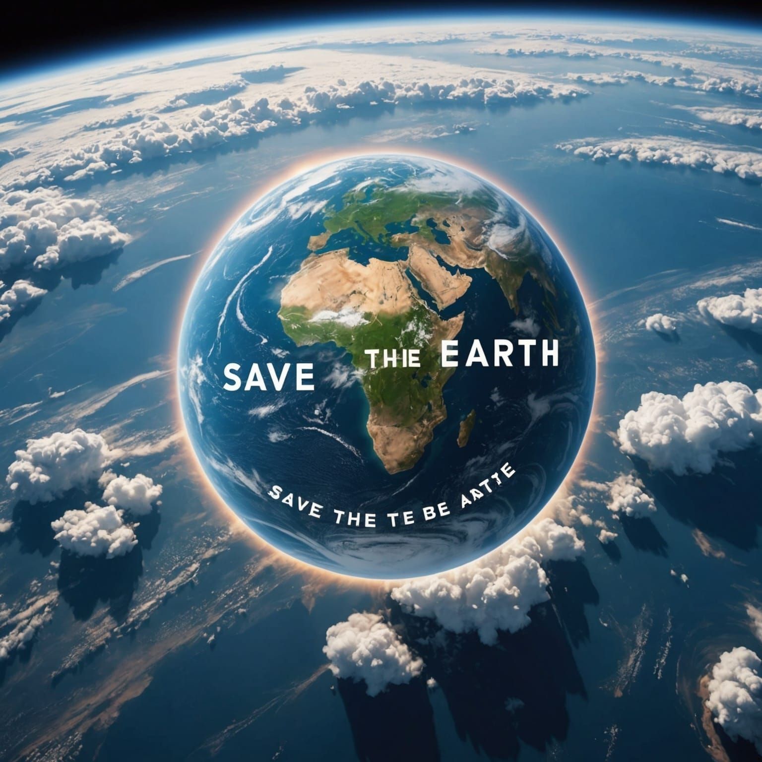Earth from Space with "Save the Earth" Message
